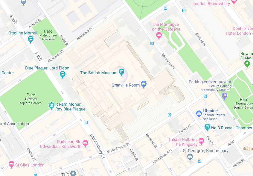 Access map to the British Museum (see description below)